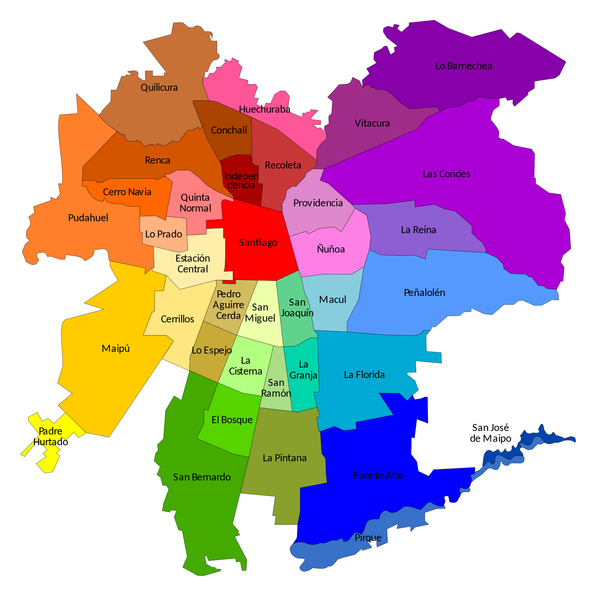 Mapa de Santiago, Chile